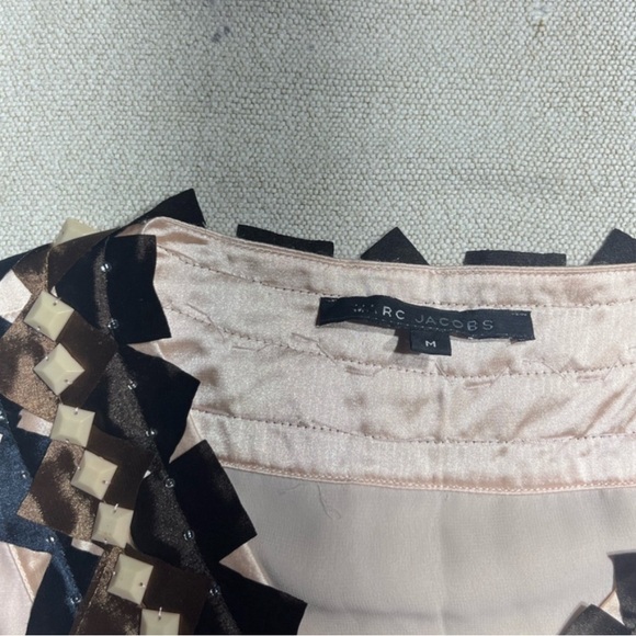 Marc Jacobs Silk Geometric Squares Pleated Billowy Stretch Top - Picture 6 of 8